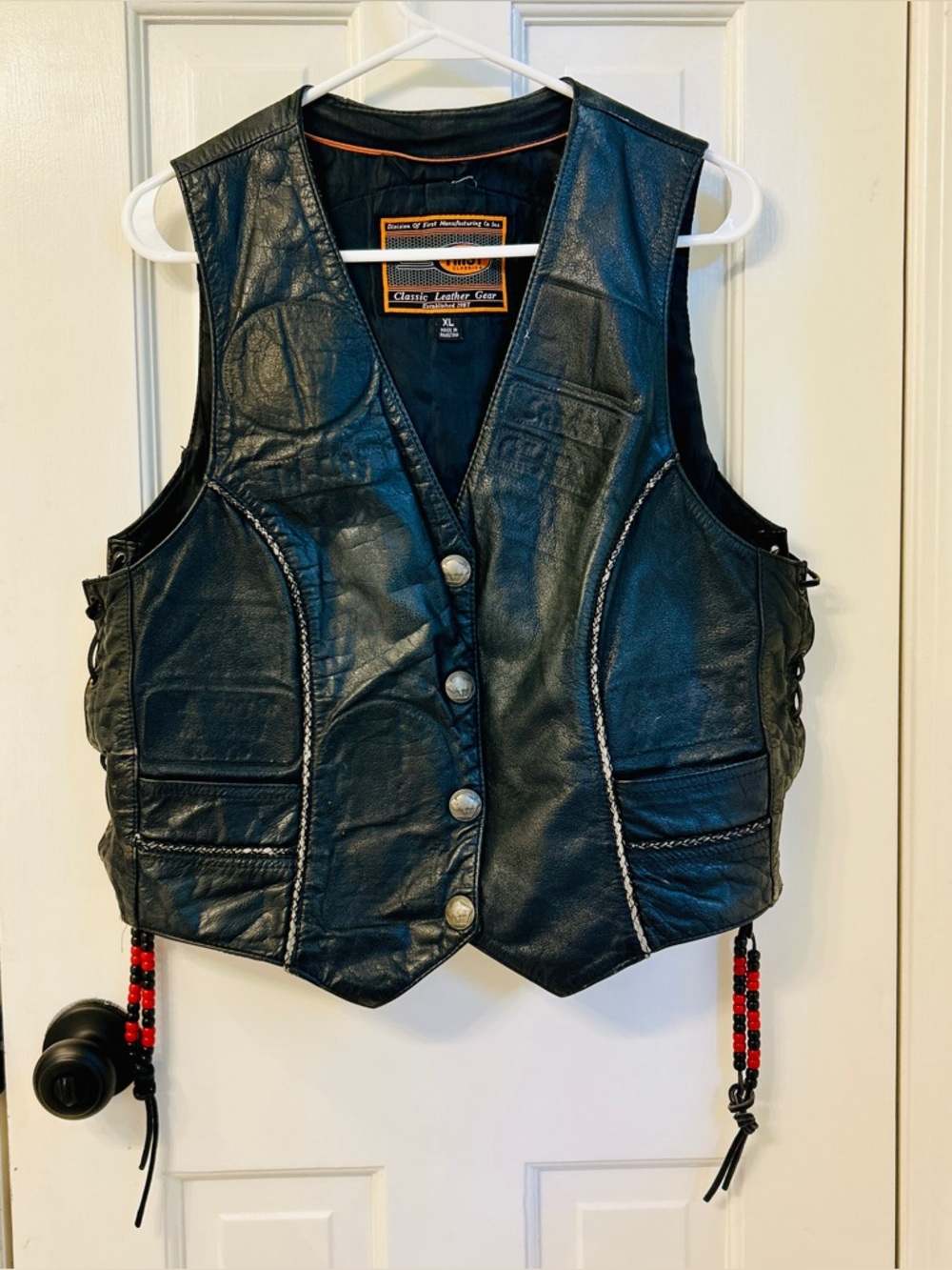 First Classics Classic Leather Gear motorcycle biker vest Women’s XL